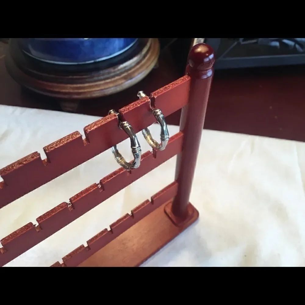 $8 or 3/$15 Bamboo Silvertone Hoop Earrings